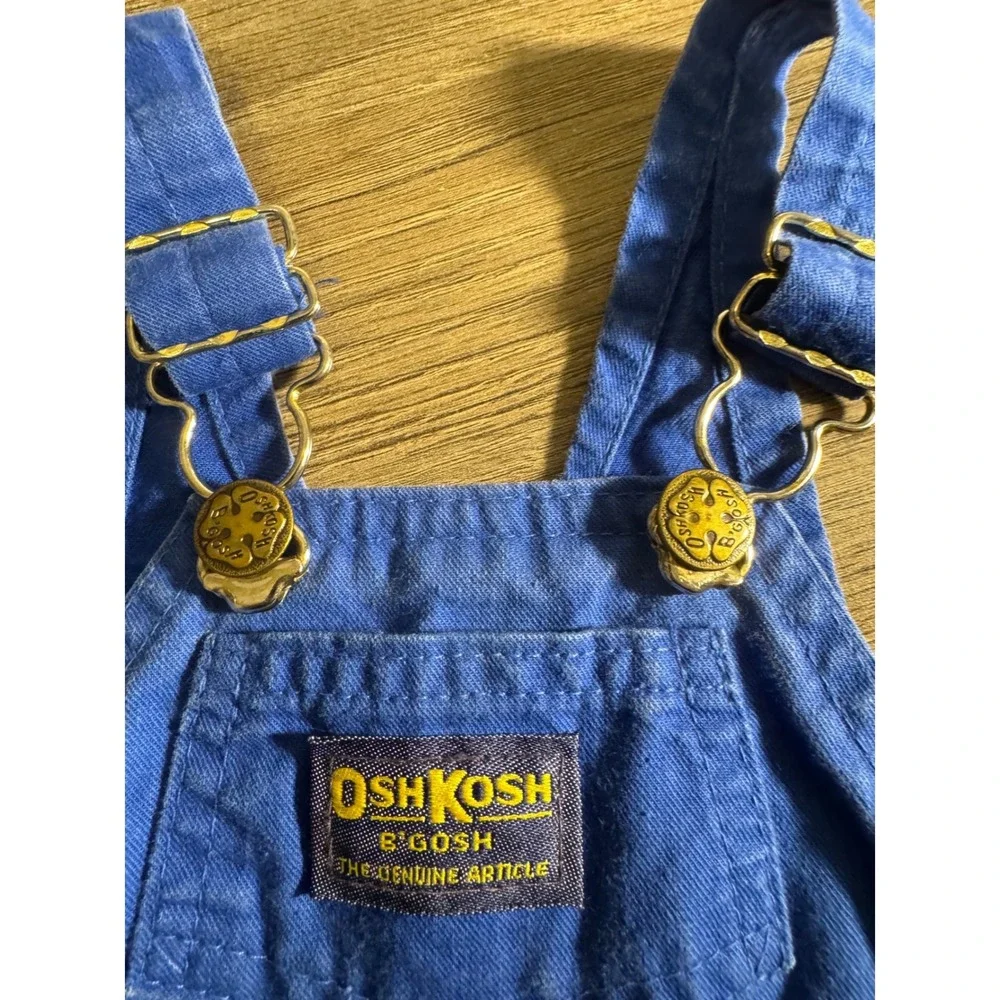 Vintage OshKosh Bgosh Blue Cotton Vestbak Shortalls Made in USA 6-9 Months